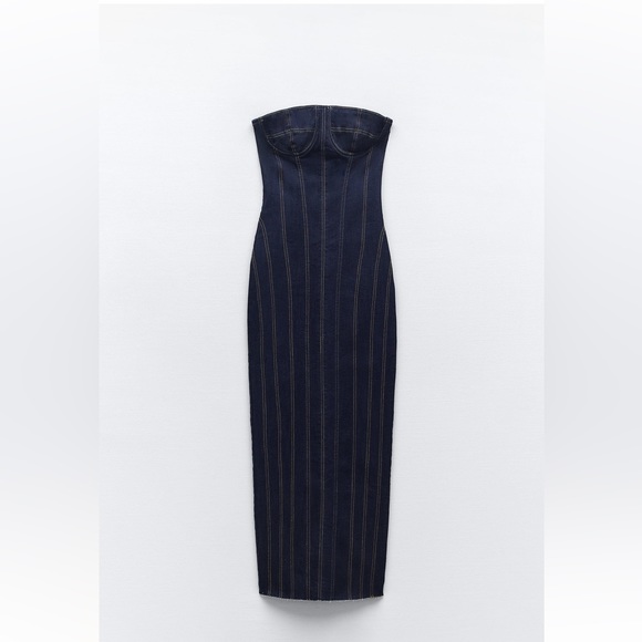 Zara ZW DENIM MIDI DRESS - Picture 4 of 8